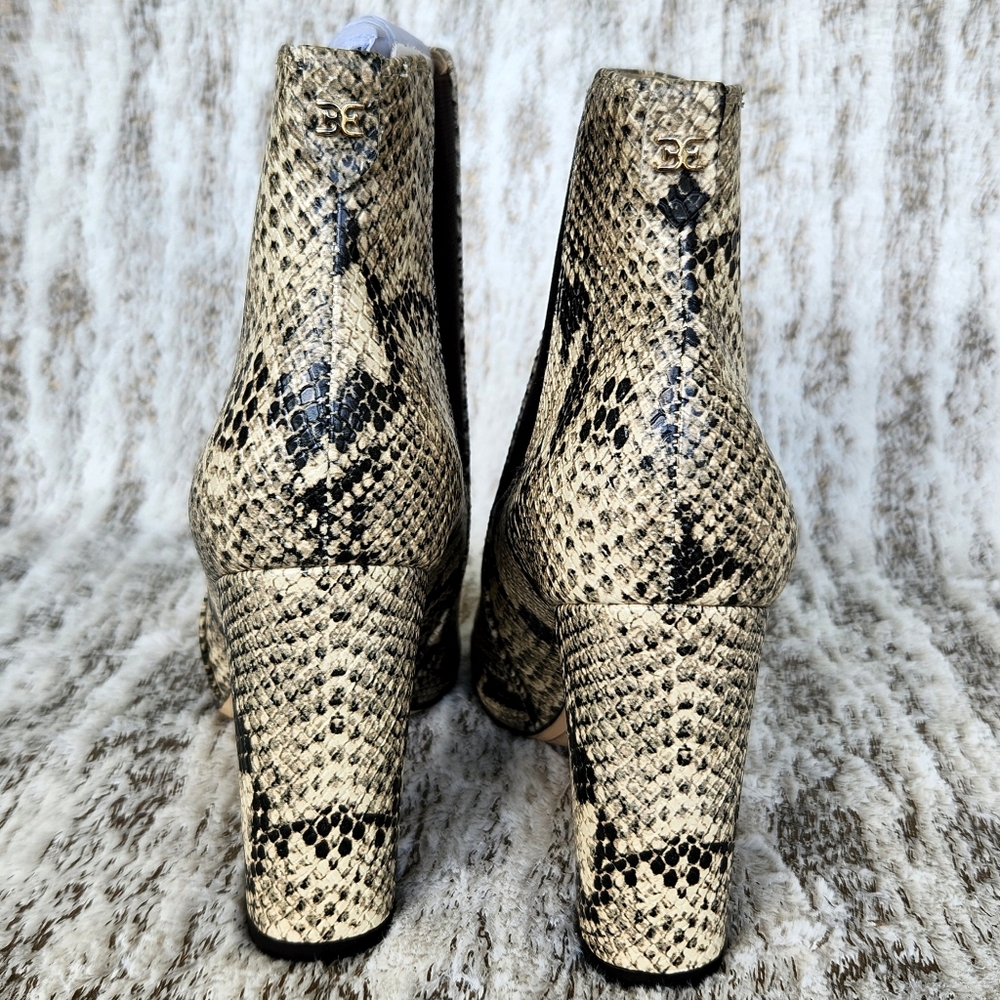 NWT Sam Edelman "Case" Snake Print Python Ankle Heel Boots | Women's Size 7.5 - Picture 3 of 10